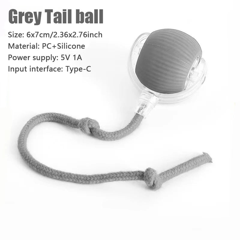 Juguete interactivo para gatos con cola falsa, bola giratoria automática