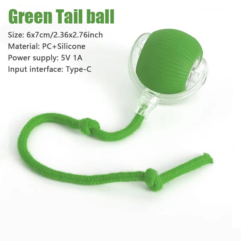 Juguete interactivo para gatos con cola falsa, bola giratoria automática