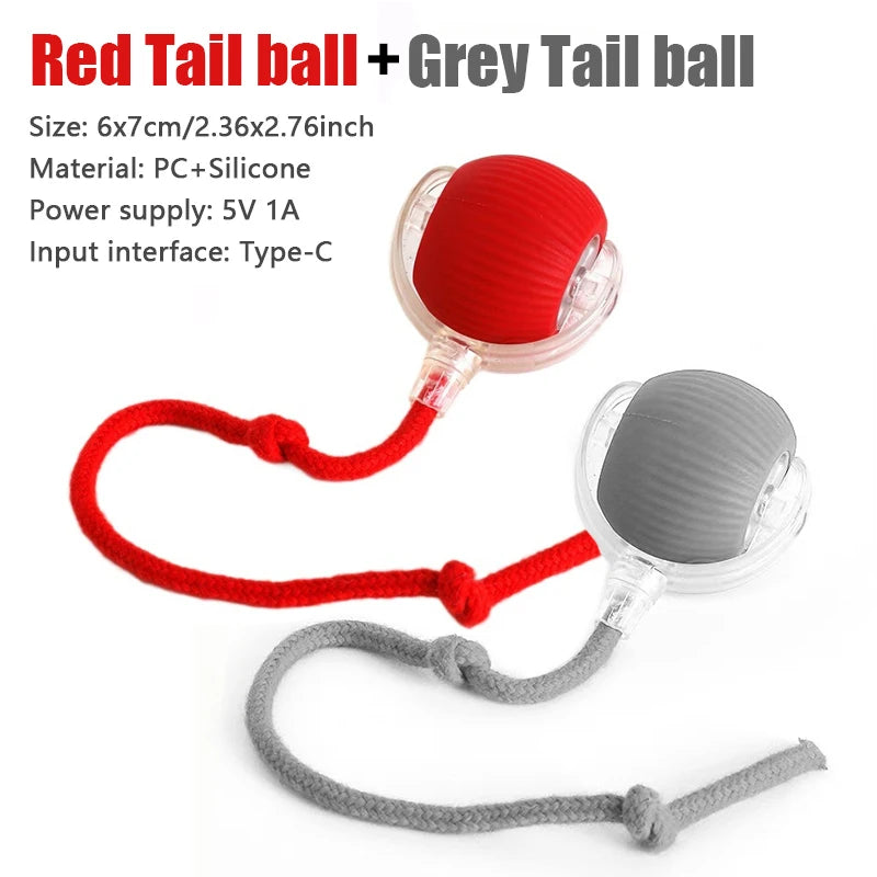 Juguete interactivo para gatos con cola falsa, bola giratoria automática
