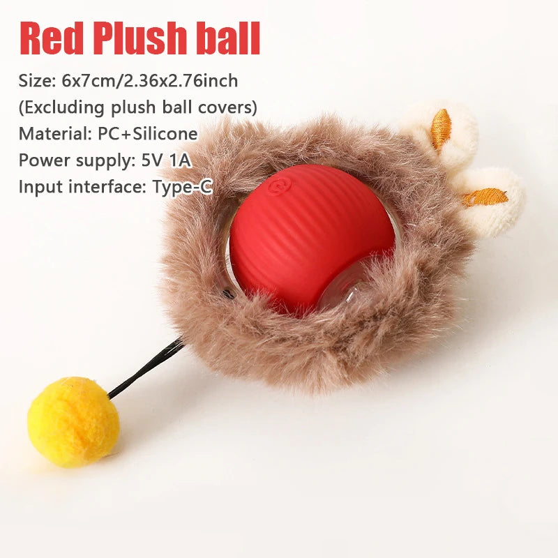 Juguete interactivo para gatos con cola falsa, bola giratoria automática