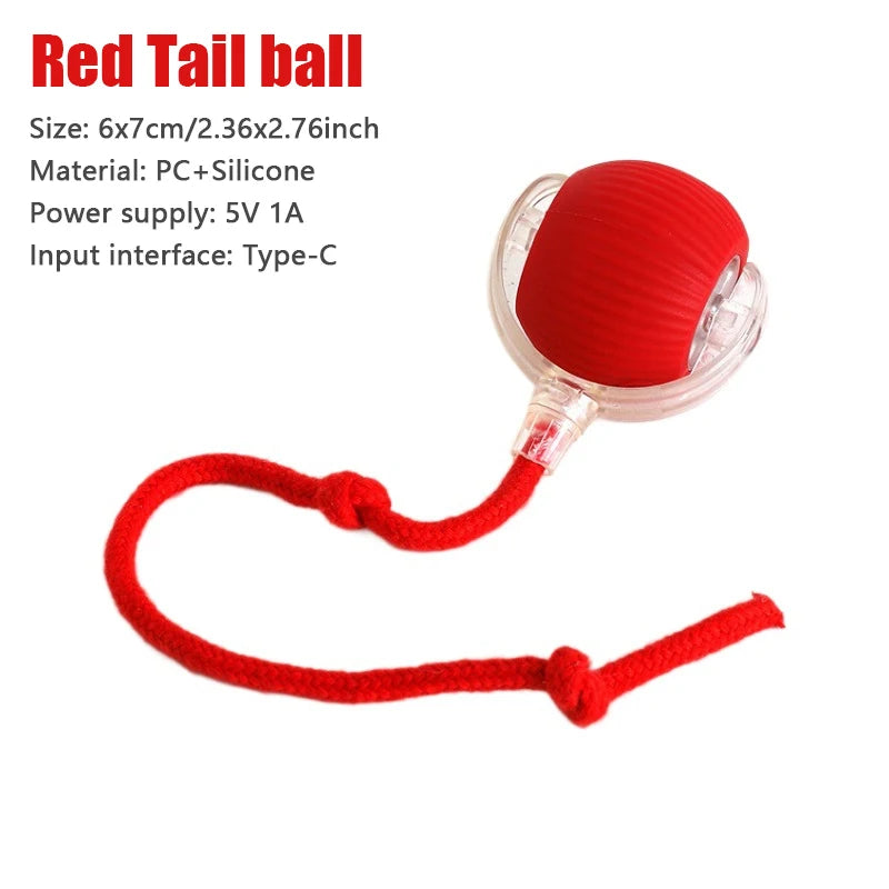 Juguete interactivo para gatos con cola falsa, bola giratoria automática