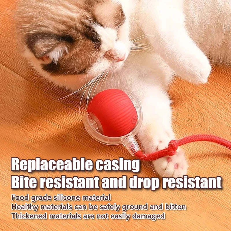 Juguete interactivo para gatos con cola falsa, bola giratoria automática