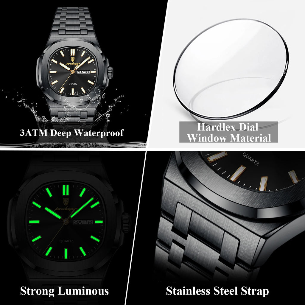 Reloj de lujo cuadrado para hombre, resistente al agua