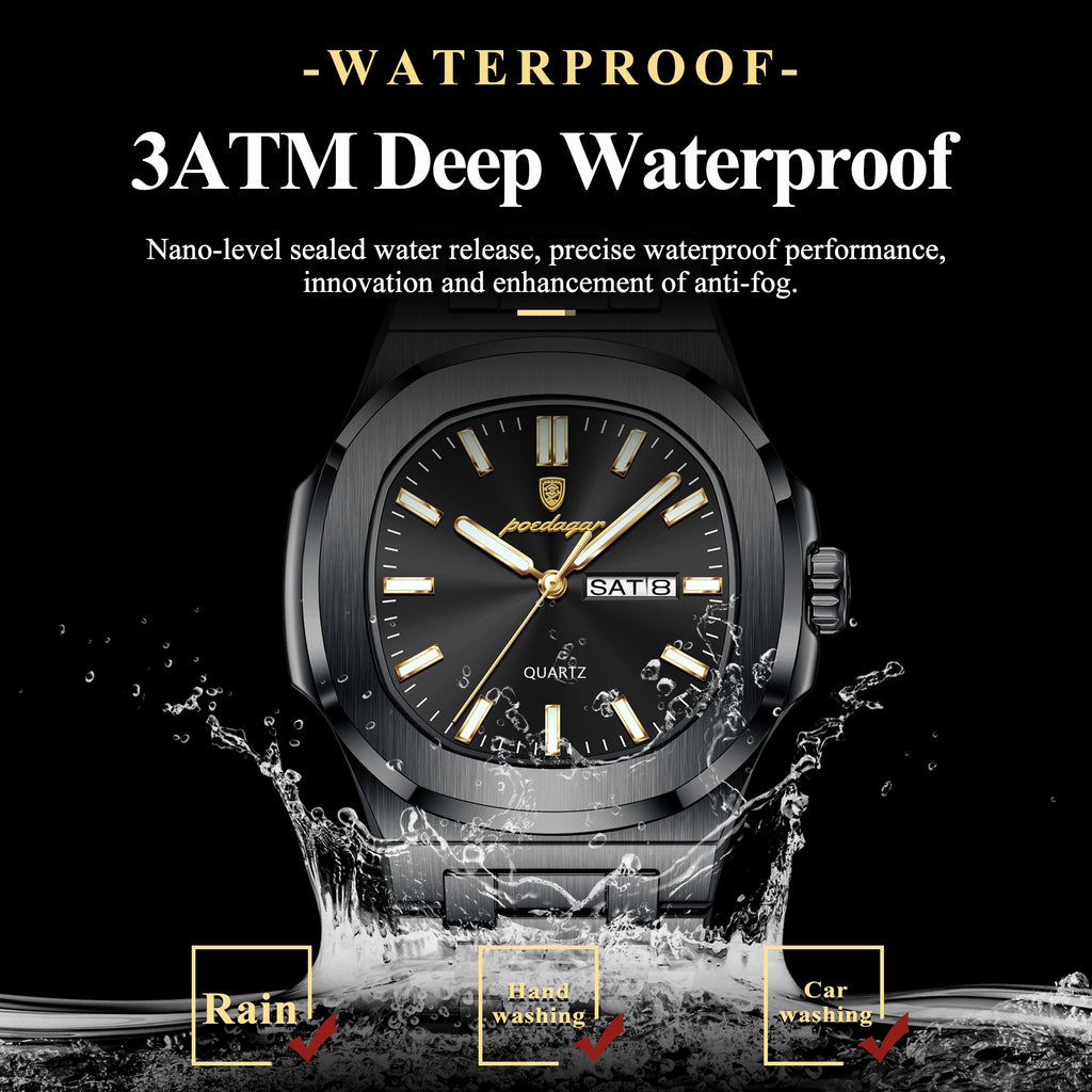Reloj de lujo cuadrado para hombre, resistente al agua