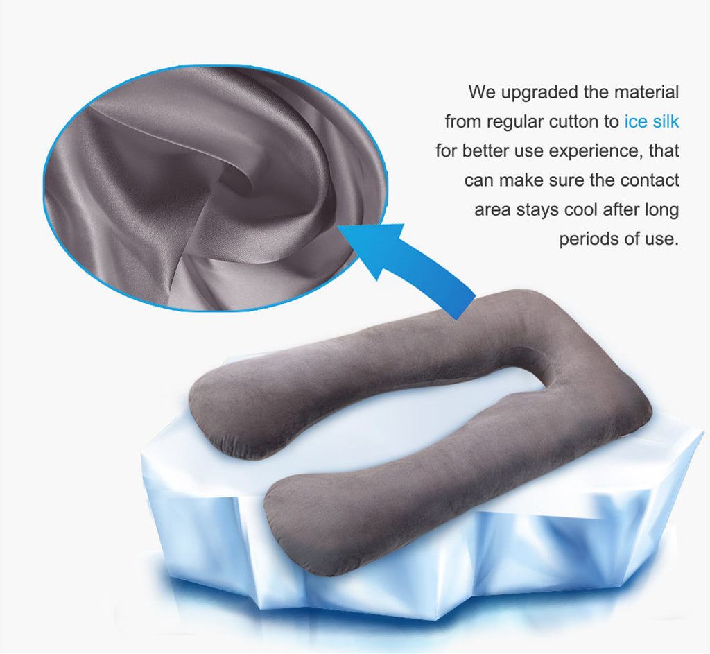 Almohada en U para embarazadas, seda de hielo refrescante