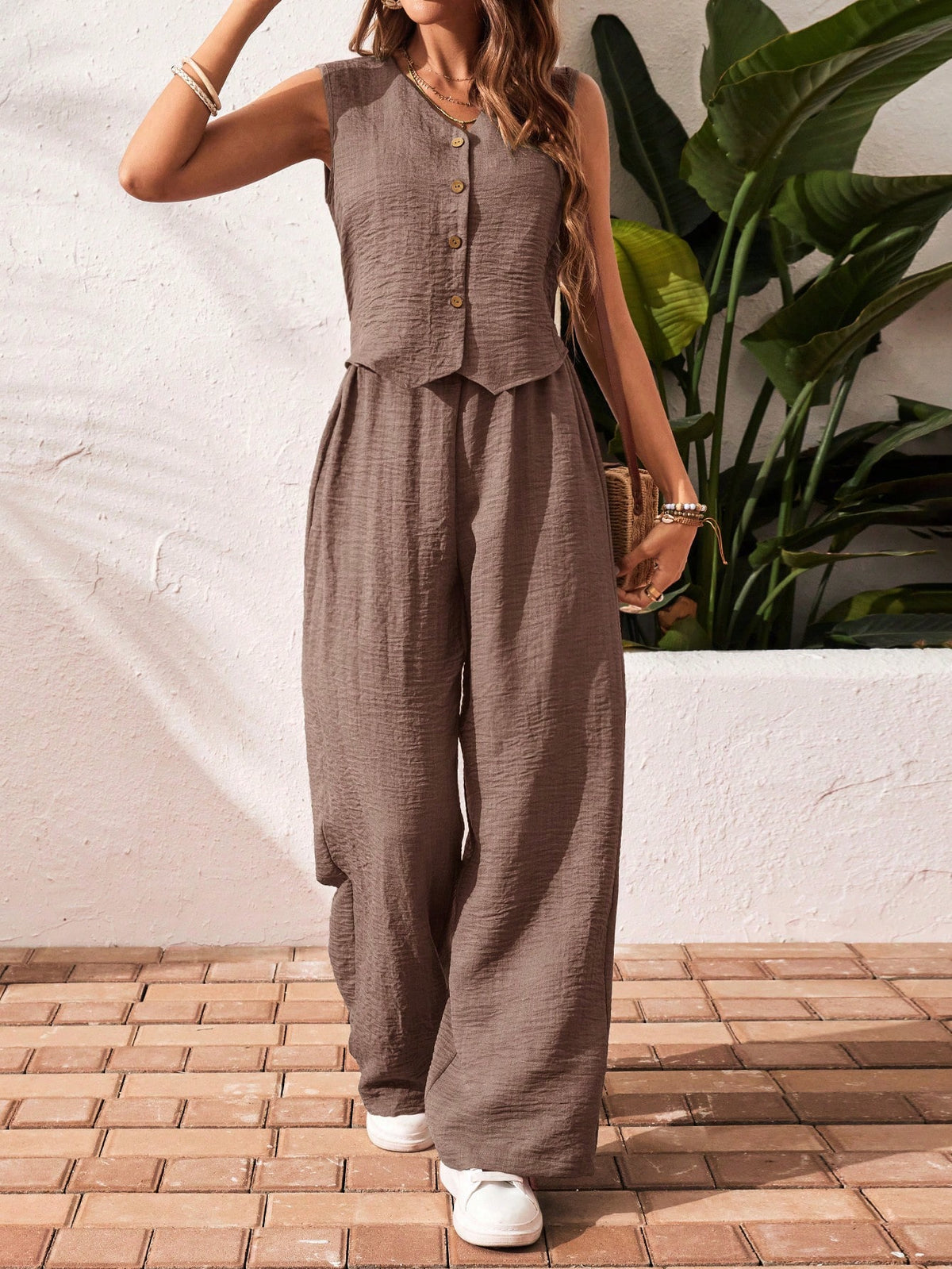 Conjunto de blusa y pantalón casual, 2 piezas