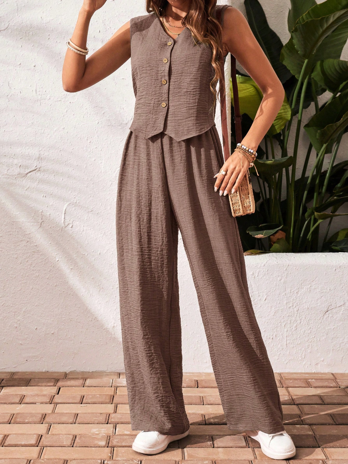 Conjunto de blusa y pantalón casual, 2 piezas
